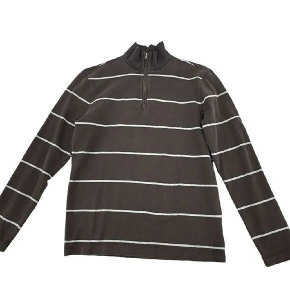 Banana Republic Soft Cotton Blend 1/4 Zip Striped Sweater‎ Men's Medium